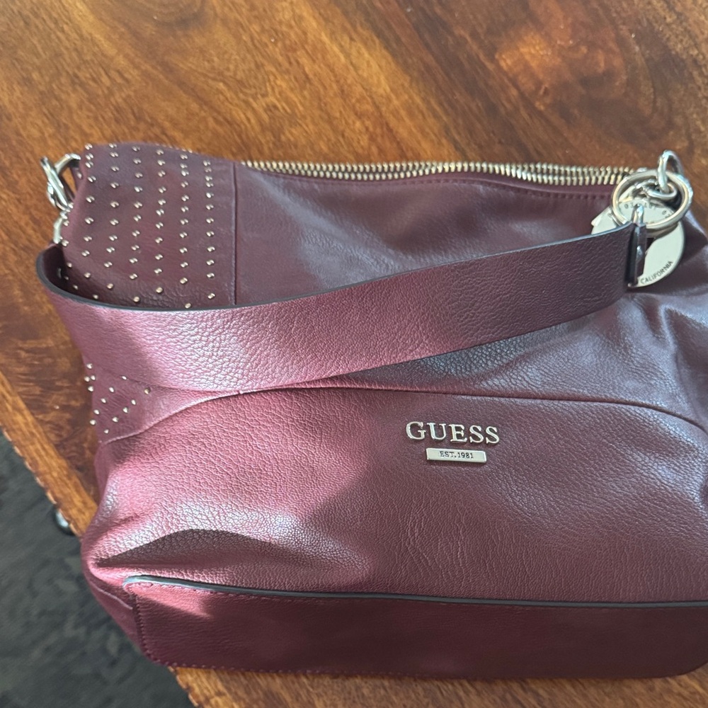 Guess Dark Red Studded Shoulder Bag